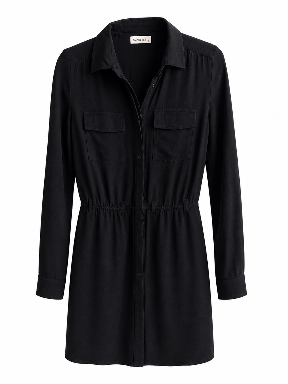 Smart Set Black Viscose Button-Down Utility Shirt Dress Size S
